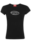 T Angie Peekaboo Logo Short Sleeve T-Shirt Black - DIESEL - BALAAN 2