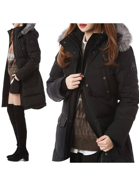 Women's Onyx Causapscal Padding Frost Fox Fur Black - MOOSE KNUCKLES - BALAAN 2