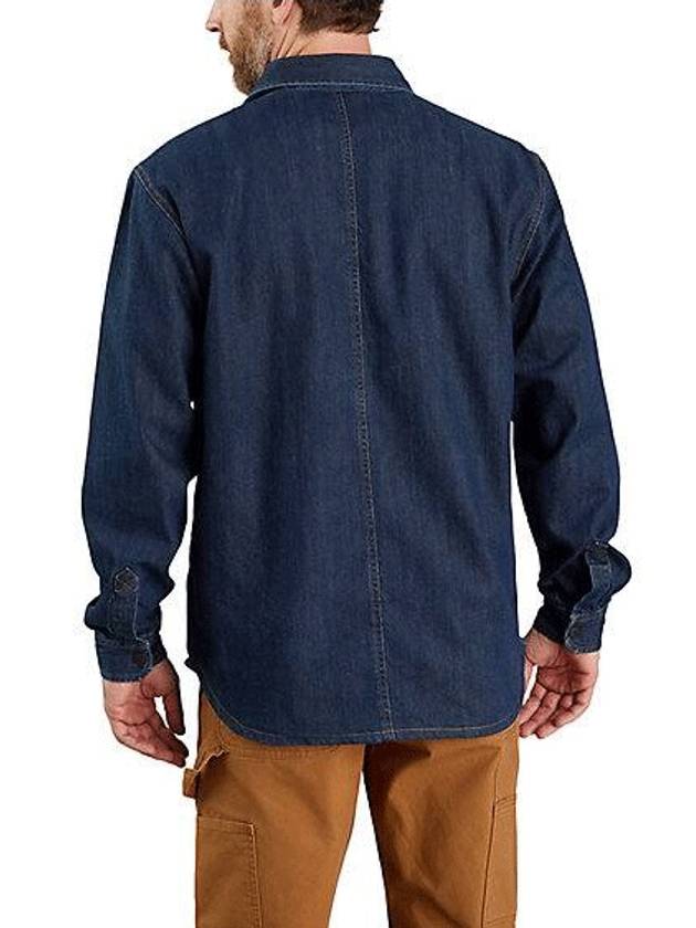 Relaxed fit denim fleece lined snap front shirt jacket - CARHARTT - BALAAN 4