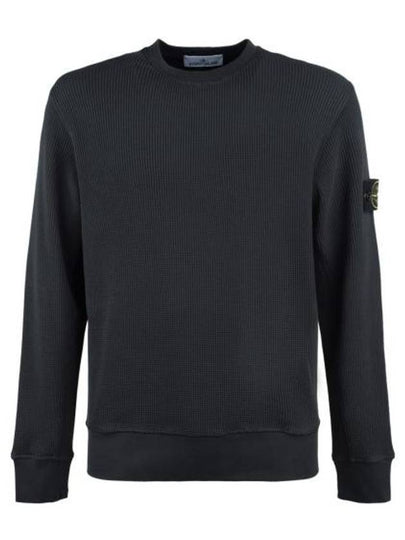 6100008 Organic Cotton Waffle Fleece Crew Neck Sweatshirt Navy - STONE ISLAND - BALAAN 2