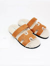 Chypre Shearling Sandals Beige - HERMES - BALAAN 4