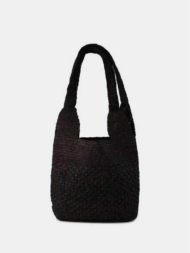 Praia Raffia Medium Tote Bag Shoulder Bag Black - ISABEL MARANT - BALAAN 4