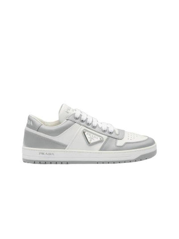 Downtown Perforated Leather Low Top Sneakers White Cornflower - PRADA - BALAAN 1