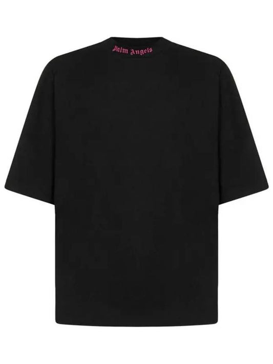 Back Logo Oversized Short Sleeve T-Shirt Black - PALM ANGELS - BALAAN.
