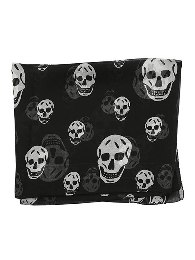 Skull Print Silk Scarf Black - ALEXANDER MCQUEEN - BALAAN 6