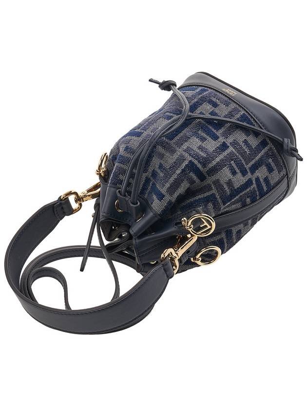 Mon Tresor FF Chenille Mini Bucket Bag Dark Blue - FENDI - BALAAN 5