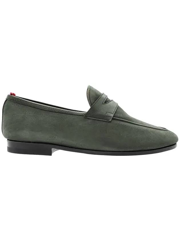 Men's Agata Plum Penny Leather Loafers Green - BALLY - BALAAN 1