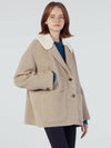 Women's Knit Collar Bag Zip-up Hand Single Coat Beige - REAL ME ANOTHER ME - BALAAN 1