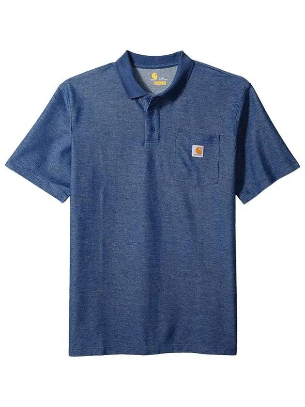 Polo short sleeve t shirt dark cobalt blue heather K570 413 - CARHARTT - BALAAN 3