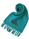 Embroidered Logo Wool Muffler Turquoise 81030007 L404 - VIVIENNE WESTWOOD - BALAAN 2