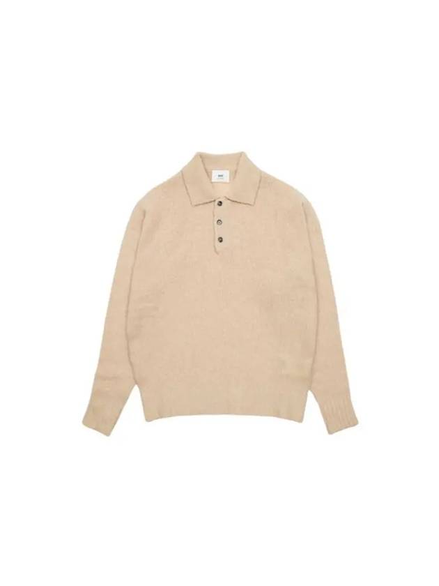 Pullover Knit Polo Shirt Yellow - AMI - BALAAN 2