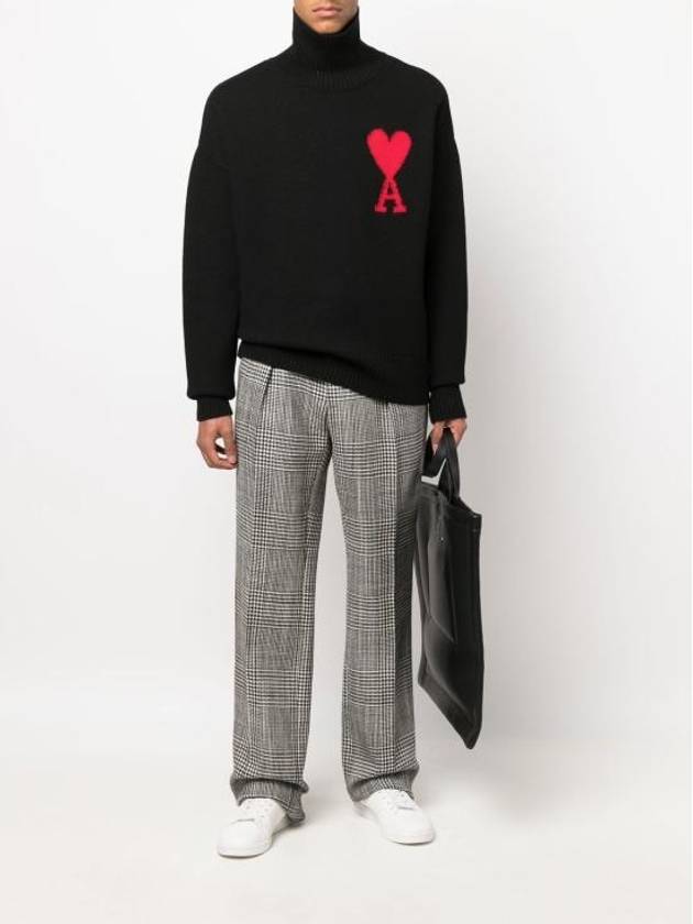 Heart Logo Knit Turtleneck Black - AMI - BALAAN 6