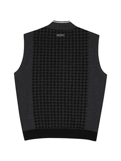 Men s houndstooth pattern full open knit vest 2104GXVR GREY - BLACK&WHITE - BALAAN 2