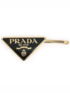 Triangle Logo Hair Clip Gold Black - PRADA - BALAAN 3