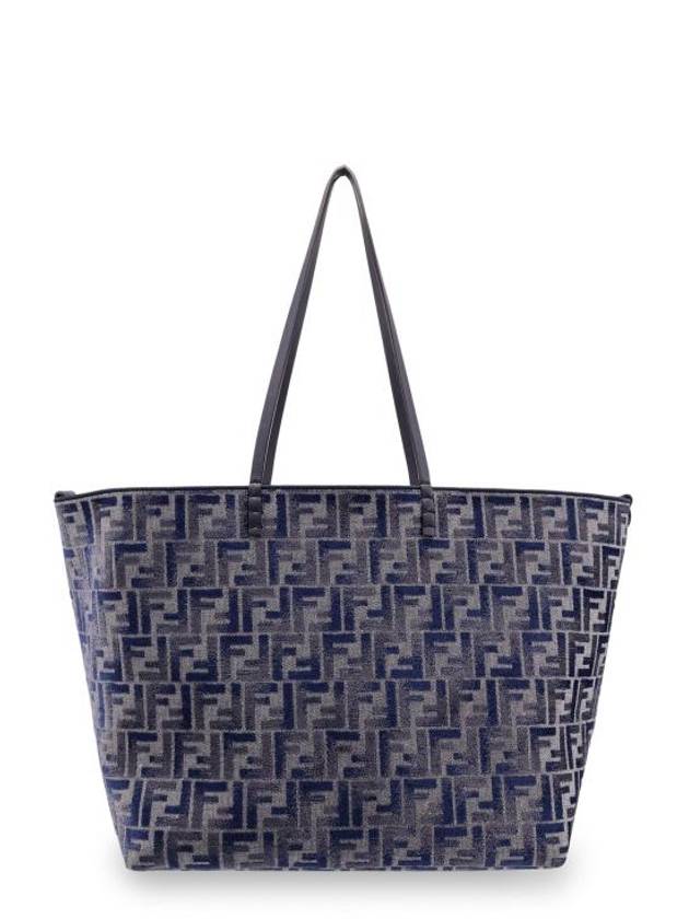 Roll FF Chenille Shopper Large Tote Bag Dark Blue - FENDI - BALAAN 1