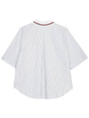 Stripe Short Sleeve Shirt Blue - THOM BROWNE - BALAAN 3