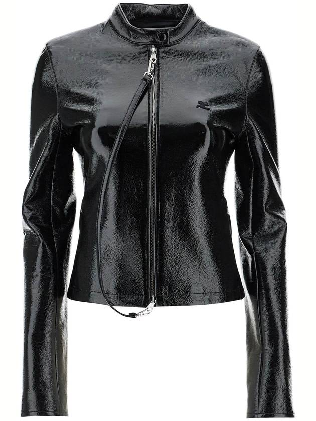 black cotton jacket with high collar and zip - COURREGES - BALAAN 1