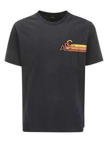 Logo Cotton Short Sleeve T-Shirt Navy - A.P.C. - BALAAN 1