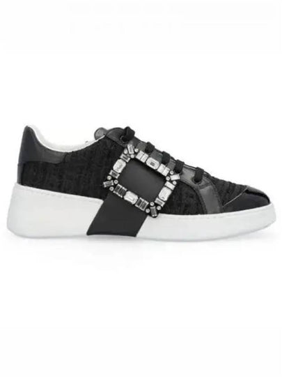 Viv Buckle Fabric Low Top Sneakers Black - ROGER VIVIER - BALAAN 2