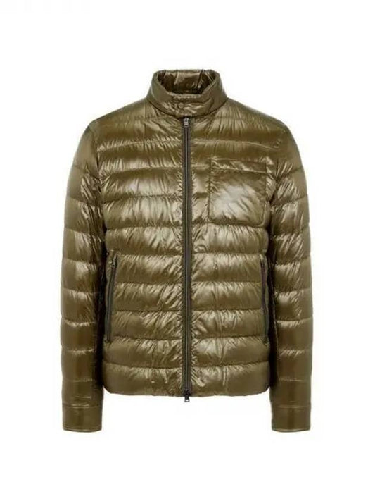 Men s Button High Neck Goose Down Padded Jacket Khaki 270781 - HERNO - BALAAN 1