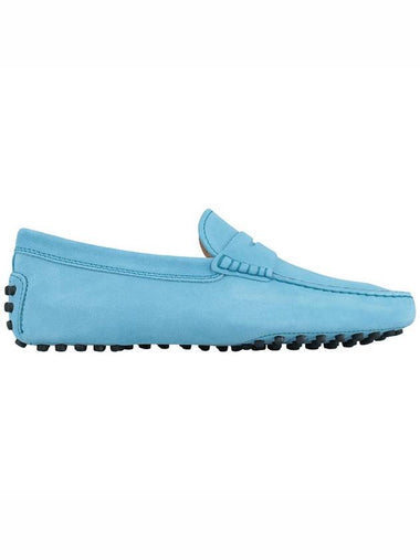 Men's Suede Gommino Driving Shoes Light Blue - TOD'S - BALAAN 1