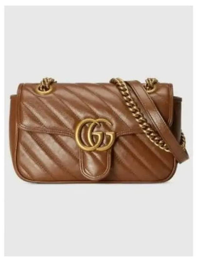 Gold Plated GG Marmont Matelasse Small Shoulder Bag Brown - GUCCI - BALAAN 2