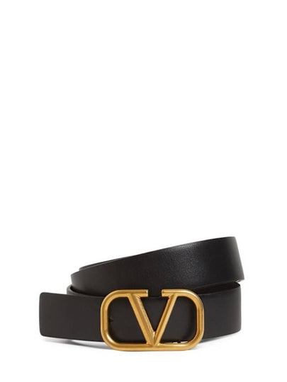 Men's V Logo Signature Leather Belt Brown - VALENTINO - BALAAN 2