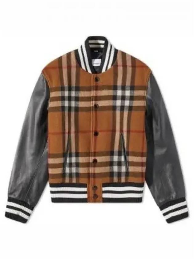 Men's Check Logo Bomber Jacket Brown - BURBERRY - BALAAN 2