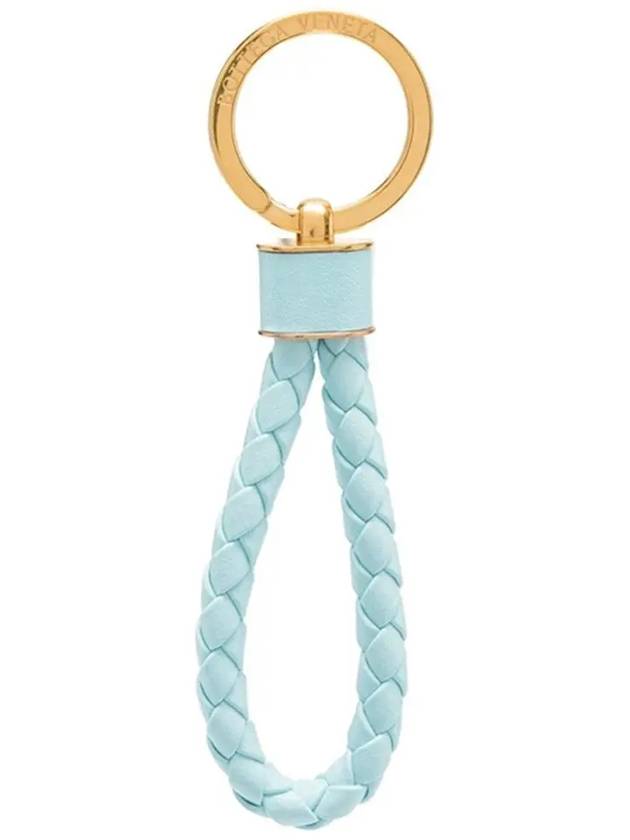 Intrecciato Lambskin Key Holder Light Blue - BOTTEGA VENETA - BALAAN 3