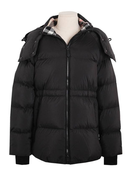 Detachable Hood Nylon Puffer Padding Black - BURBERRY - BALAAN.