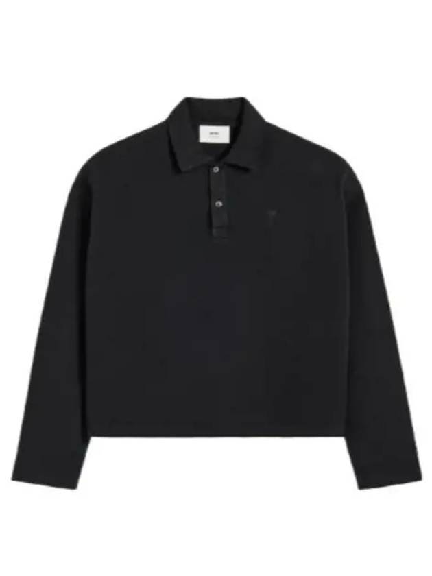 De Coeur Oganic Cotton Long Sleeve Polo Shirt Black - AMI - BALAAN 2