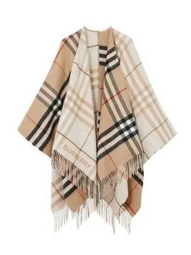 Contrast Check Wool Cashmere Scarf Beige - BURBERRY - BALAAN 1