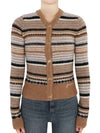 Striped Soft Wool Knit Cardigan Brown - GANNI - BALAAN 2