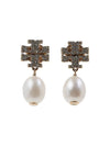 Kira Pave Pearl Drop Earrings Gold - TORY BURCH - BALAAN 10