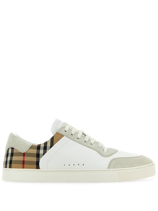 Check Leather Suede Sneakers Natural White Archive Beige - BURBERRY - BALAAN 2