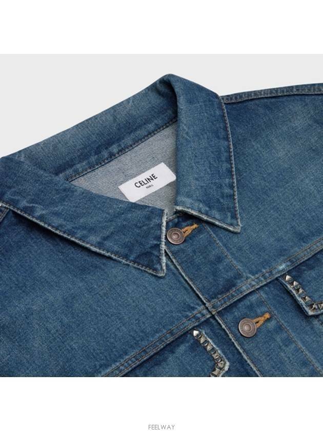 Trucker Denim Jacket Blue - CELINE - BALAAN 4