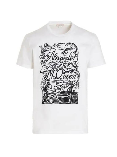 Embroidery Logo Short Sleeve T-Shirt White - ALEXANDER MCQUEEN - BALAAN 1