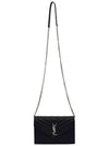 Women s 393953 Black Monogram Envelope Silver Chain Cross Bag - SAINT LAURENT - BALAAN 5