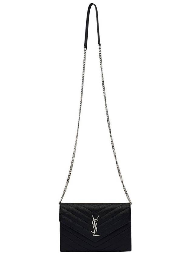 Women s 393953 Black Monogram Envelope Silver Chain Cross Bag - SAINT LAURENT - BALAAN 5