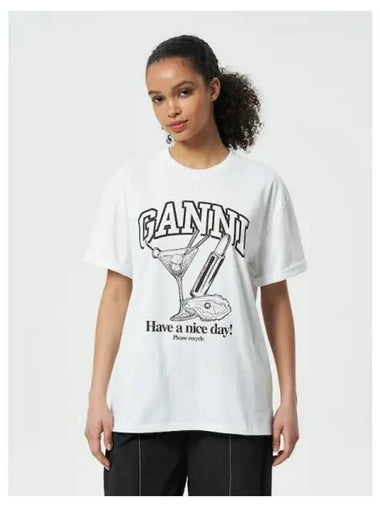 Future Heavy Cocktail Drop Shoulder T Shirt White Domestic Product GM0024020772906 - GANNI - BALAAN 1