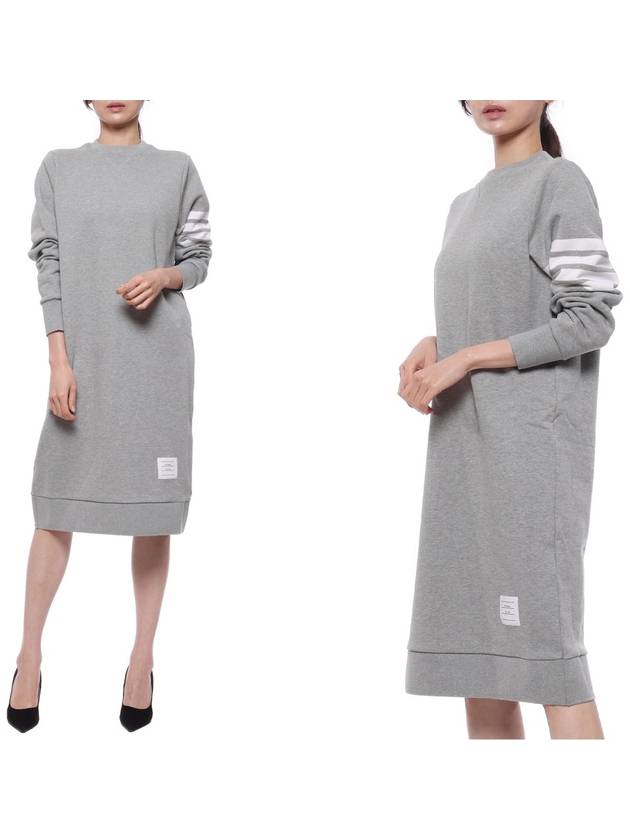 Classic Loopback 4-Bar Sweater Midi Dress Light Grey - THOM BROWNE - BALAAN 3