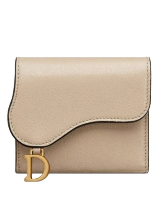 Saddle Lotus Goatskin Half Wallet Sand - DIOR - BALAAN 1