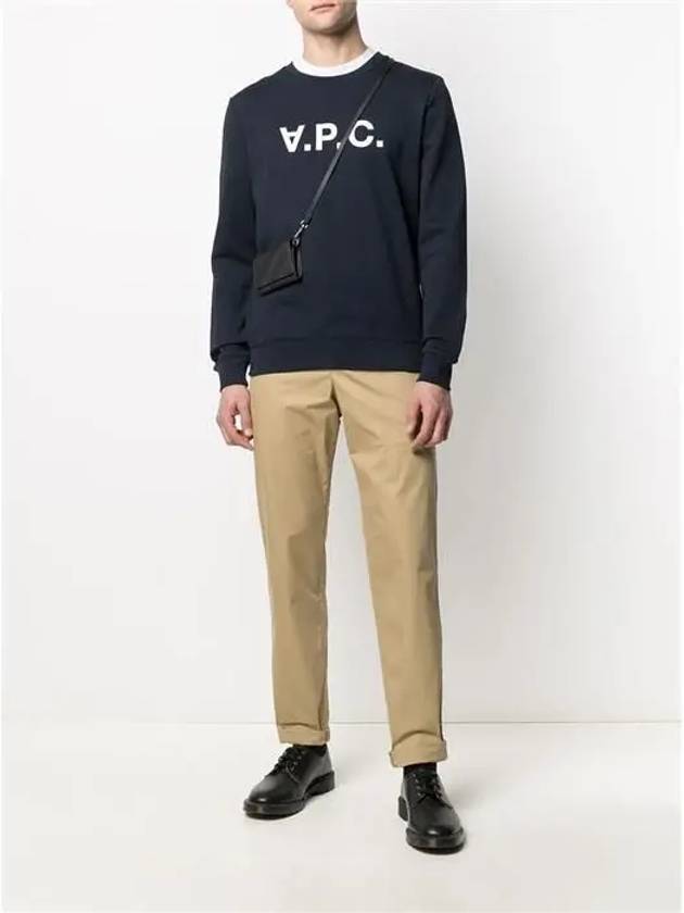 Men's VPC Logo Print Crew Neck Sweatshirt Navy - A.P.C. - BALAAN 3