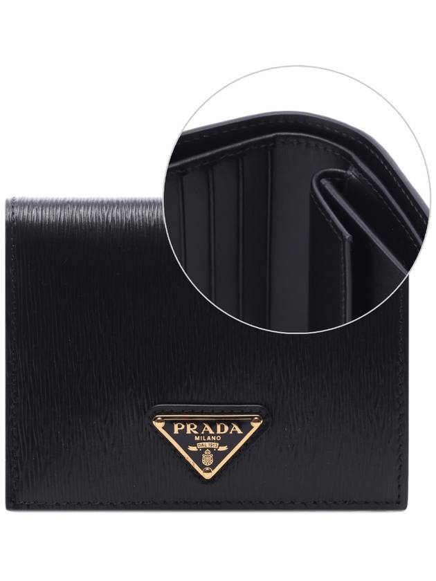 Vitello Triangular Logo Half Wallet Black - PRADA - BALAAN 3