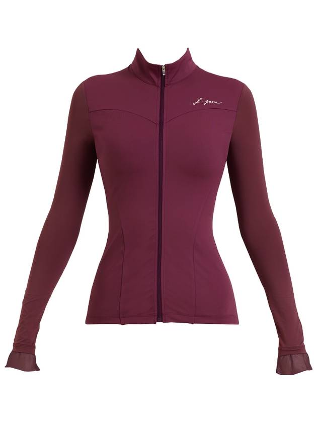 Golf Wear Open Zipper Cooling T-shirt Wine - J JANE - BALAAN 2