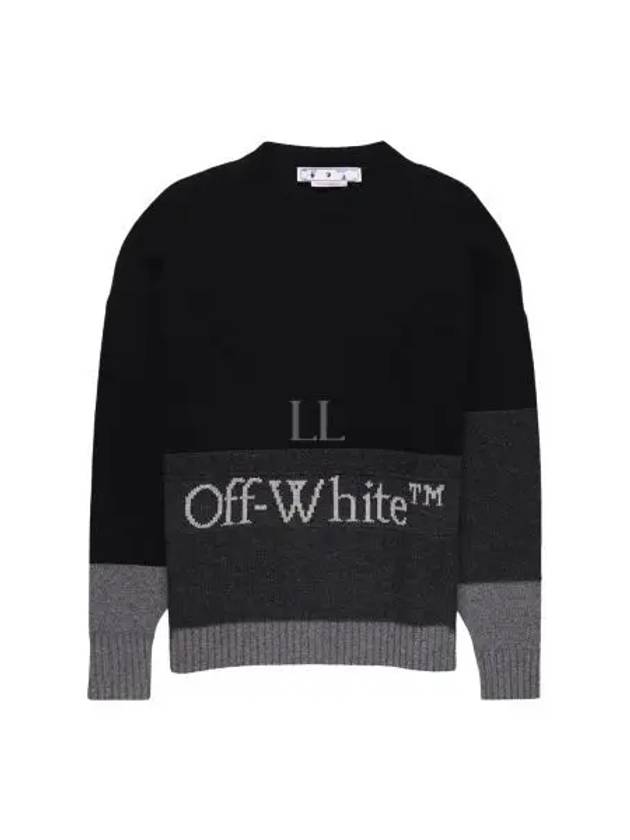 Intarsia Logo Wool Knit Top Black - OFF WHITE - BALAAN 2