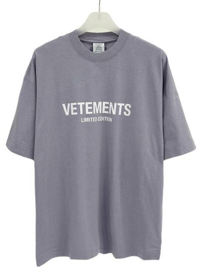 Men's Logo Print Short Sleeve T-Shirt Grey - VETEMENTS - BALAAN 2