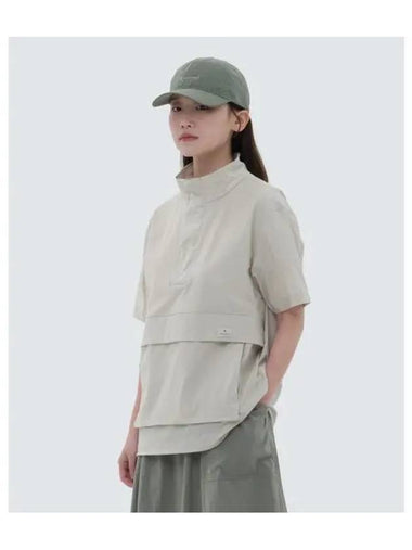 Root Stand Neck Short Sleeve Anorak Light Beige S24MURAN64 - SNOW PEAK - BALAAN 1