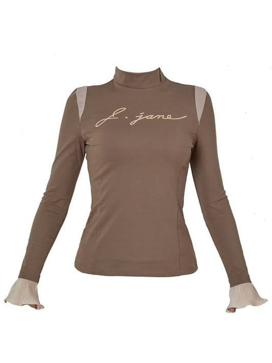 golf wear pleated cuffs T-shirt Pleats cuffs T-shirts Brown - J JANE - BALAAN 2