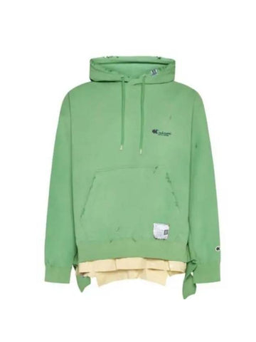 Distressed Effect Oversized Hoodie Green - MIHARA YASUHIRO - BALAAN 1